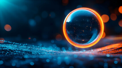 Wall Mural - a captivating close-up of a luminous bubble on a shimmering surface, blending colors and light beaut