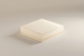 Aufkleber - Two frosted glass square boxes, layered, on beige background.