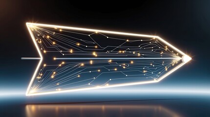 Arrow shape on neural network  spot with black background