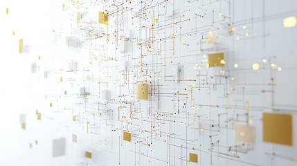 Wall Mural - a white background with gold squares and lines