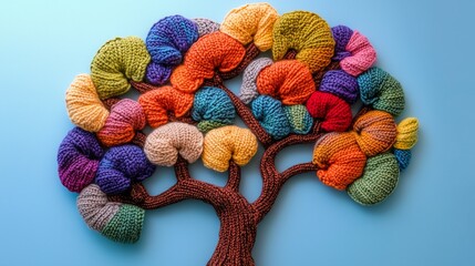 Wall Mural - Charming Knitted Tree Design with Background