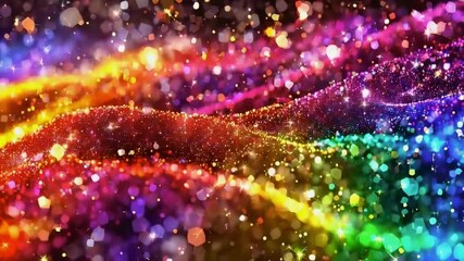 Wall Mural - shiny particle animation color rainbow in abstract design
