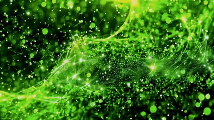 Wall Mural - shiny particle animation color green in abstract design