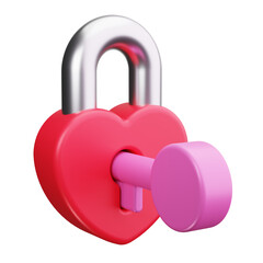 Wall Mural - Heart Lock 3d Render Icons