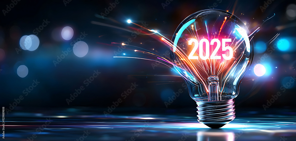 Dynamic light bulb 2025 concept futuristic background digital art ...