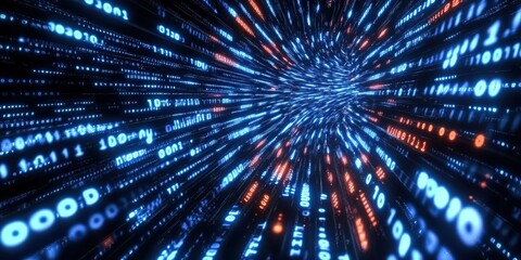 Wall Mural - stunning digital background with flowing binary code lines and vibrant colors for technology and inn