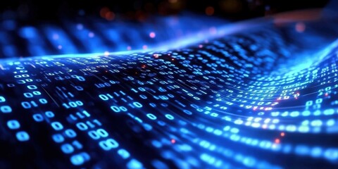 Wall Mural - vibrant digital data flow with binary code on abstract background for technology and innovation conc