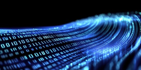 Wall Mural - dynamic flow of digital data represented by binary code in a tech-inspired background
