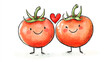 © Sabana - Two happy tomatoes celebrating love for Valentine's Day in a playful illustration