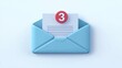 © Vadym - Light blue envelope with unread email notification. Graphic shows unread emails. Digital illustration. Modern design. Simple, clean style. Suitable for tech, marketing, communication themes. Email