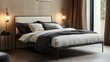 © aritha - A modern bedroom featuring a stylish bed, soft linens, and warm lighting.
