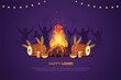© Foto - Happy Lohri festival of Punjab India background. group of people playing lohri dance. vector illustration banner design