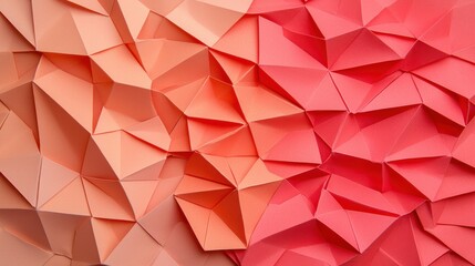 Fototapete - A textured surface of folded paper in shades of orange and red, creating a visually engaging, three-dimensional effect.