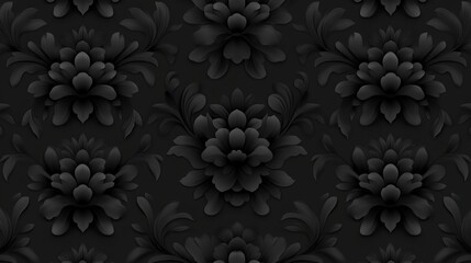 A seamless black and white floral pattern evokes vintage textile design