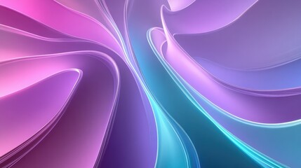 Wall Mural - Abstract Purple and Teal Swirling Waves, Fluid Design, Dynamic Curves, Vibrant Hues, Soft Gradient, 