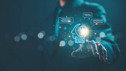 Wall Mural - communication is open for chat customers, chatbot digital technology, bot artificial intelligence. c