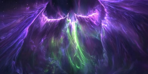 Wall Mural - cosmic nebula purple green galaxy background image
