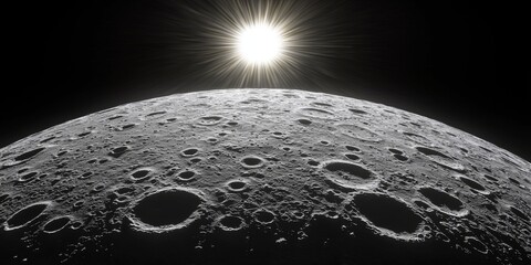 Wall Mural - moon surface craters regolith sun space astronomy high resolution 8k detailed