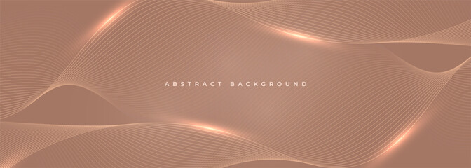 Wall Mural - mocha mousse wide abstract vector background with glowing brown wavy lines. vector illustration in t