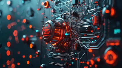 Leinwandbilder - Illuminating anomalies discovering dimensional distortions in a high-fidelity glowing grid futuristic tech environment close-up view for visual exploration