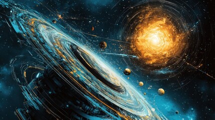 Aufkleber - Exploring a holographic galaxy a high-fidelity multidimensional experience in cosmic space digital art immersive visualization of the universe
