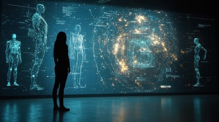 Aufkleber - Exploring holographic projections in an immersive room high fidelity visualization of parallel universes technology environment futuristic viewpoint conceptual art