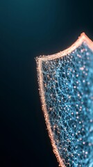 Fototapete - Futuristic Digital Shield with Glowing Lines Against a Dark Background