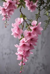 Wall Mural - Stunning close-up of pink shower flowers hanging from a branch, flowers, pink, hanging, shower