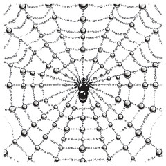 Wall Mural - Sparkling Dewdrop Spiderweb Halloween Background Design