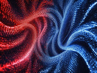 Wall Mural - Abstract Red Blue Particle Wave Swirl Glittering Light Background