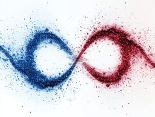 Wall Mural - Abstract Blue Red Swirling Particles, Dynamic Energy, Flowing Motion, Infinity Symbol, Dual Colors, 