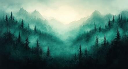 Leinwandbilder - Teal Green Gradient Soft Light Ethereal Abstract Background Design