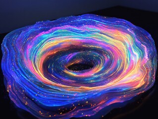 Wall Mural - Neon Galaxy Swirl Abstract Art, Cosmic Nebula, Vibrant Colors, Fluorescent, Iridescent, Glittering, 
