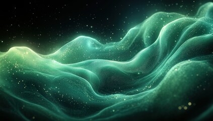 Poster - Gradient Background Abstract Design in Deep Emerald Green and Black Soft Focus Minimalistic Composition