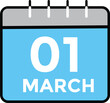 © MDneamul - March 1 on calendar icon vector. Calendar vector icon. Deadline. Date.
