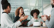 © peopleimages.com - Woman, lawyer and applause at meeting with team, goals and celebration with success for legal case in office. People, attorney and tablet with group, achievement and happy for agreement at law firm