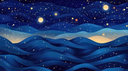 Wall Mural - abstract starry night design with glowing dots forming constellations