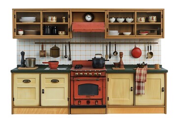 Wall Mural - Kitchen furniture made of wood isolated on white background