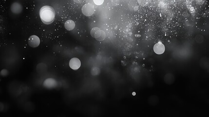 Wall Mural - abstract black and white bokeh light background with shimmering circles and soft focus for creative 