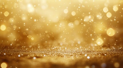 Wall Mural - golden bokeh texture with soft sparkling lights creating a dreamy background for design and creativi
