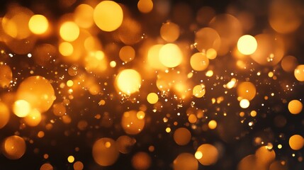 Wall Mural - illuminated water drops creating a magical bokeh background with golden tones and sparkling lights f