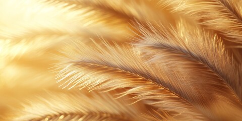 Sticker - Close up view of the beautiful feathers of Pennisetum or Mission Grass, illuminated by the soft light of sunrise in the morning, creating an abstract background concept that highlights the beauty of