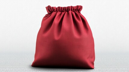 Wall Mural - Vibrant Red Fabric Drawstring Bag on a Neutral Background Ideal for Various Packaging or Decorative Uses in Arts and Crafts Projects