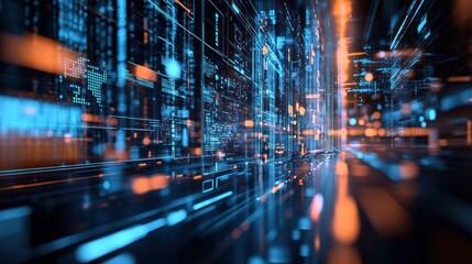Wall Mural - digital cityscape: a glimpse into the futuristic world of data