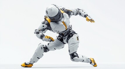 Fototapete - A humanoid robot in a dynamic pose, showcasing advanced robotics and design.