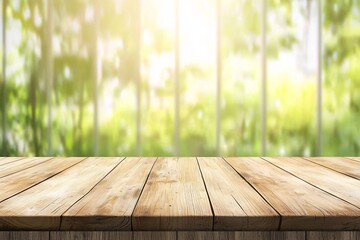Wall Mural - empty wooden table in modern kitchen setting for product display mockups
