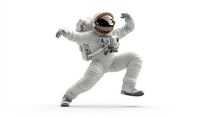 Aufkleber - A stylized astronaut in a dynamic pose against a white background.