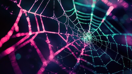 Neon Spiderweb: A Glowing Intrigue in the Night
