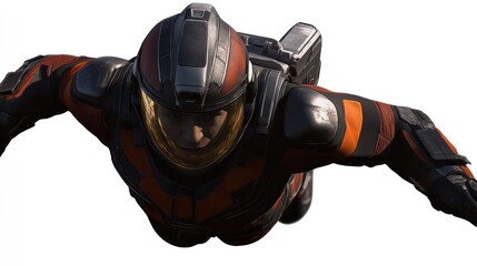 Fototapete - A futuristic character in a sleek suit, possibly for a sci-fi game or movie.