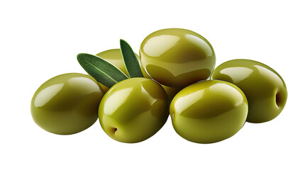 Wall Mural - Green olives isolated on white or transparent background